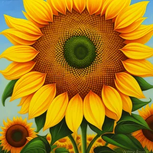 Vibrant Sunflower Blooms in Sunny Field