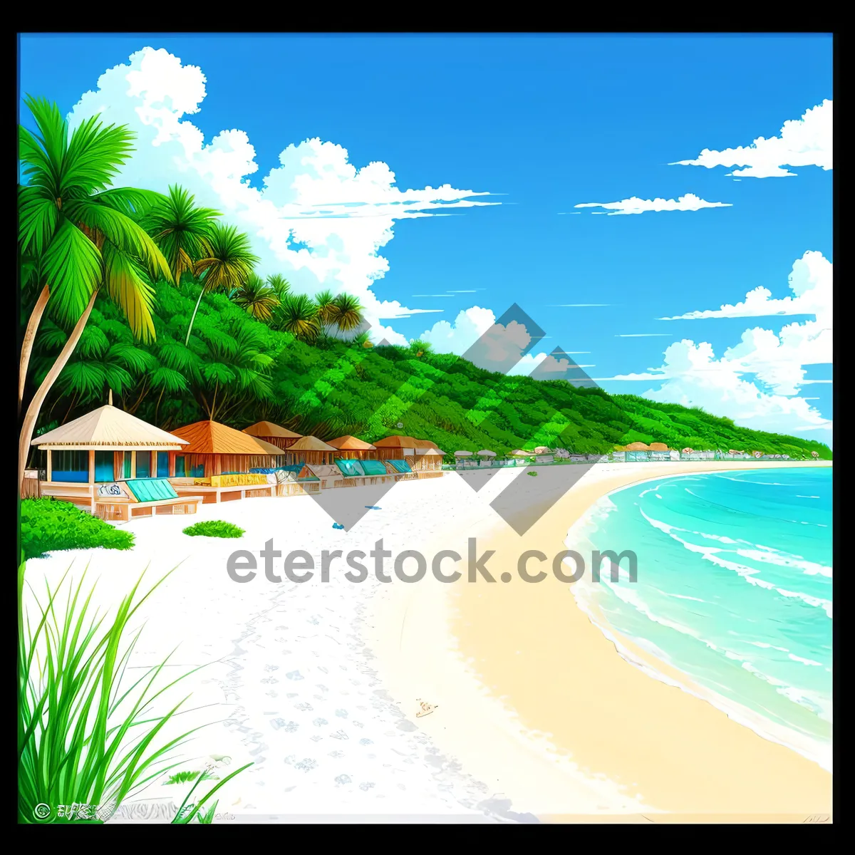 Picture of Vibrant Summer Seascape with Colorful Coastal Trees