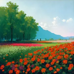 Lush Spring Meadow with Vibrant Flowers