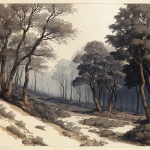 Winter Wonderland: Majestic snowy landscape with frost-covered trees