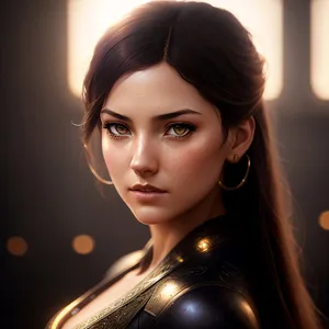 Dark-haired beauty with an aristocratic allure.