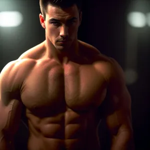 Muscular Black Athlete with Strong Abs in Studio Portrait