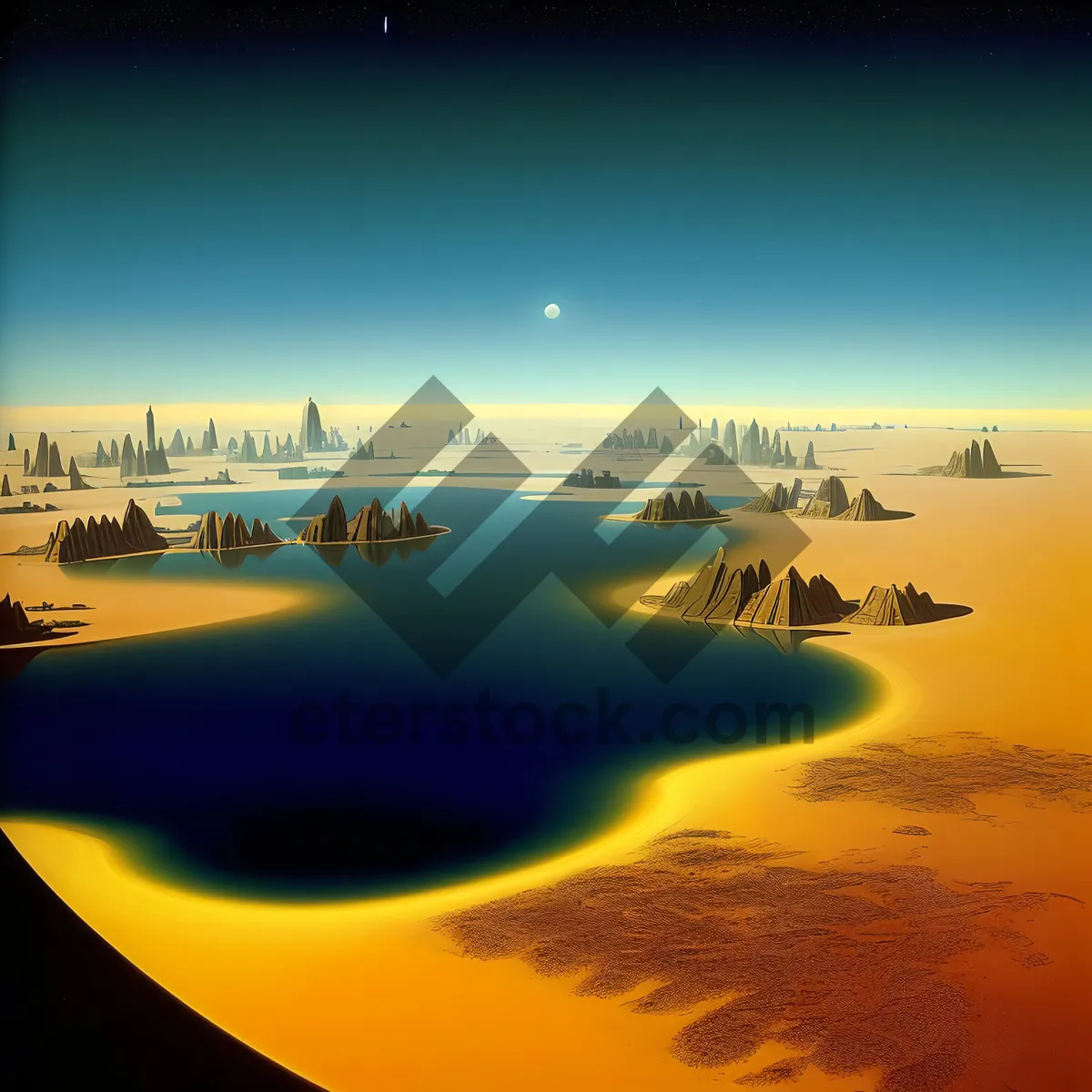 Picture of Golden Horizon over Ocean Waves at Sunset
