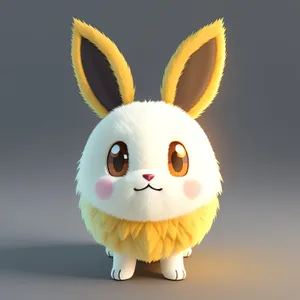 Fluffy Bunny Rabbit in Cartoon Style