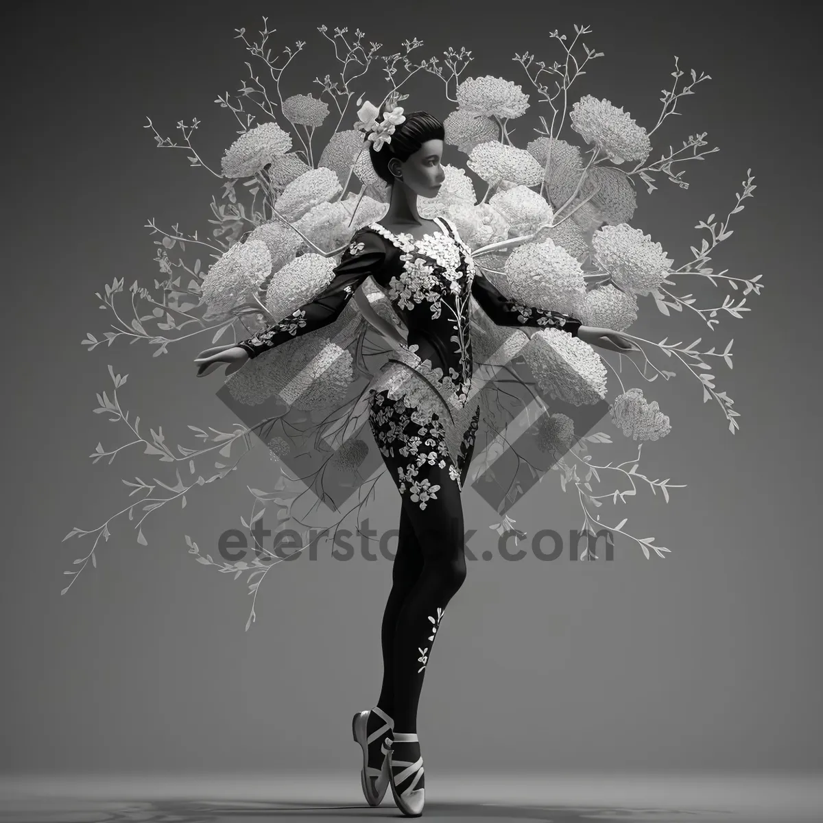 Picture of Dynamic black dance silhouette art creation