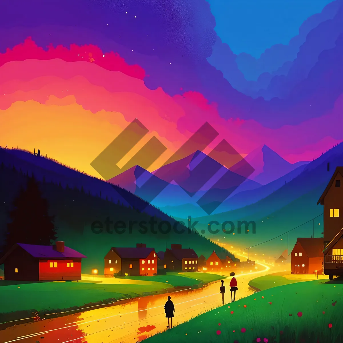 Picture of Dreamy Sunset Over Lake: Serene Summer Sky