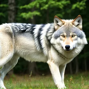 Majestic Timber Wolf Captivating with Intense Gaze