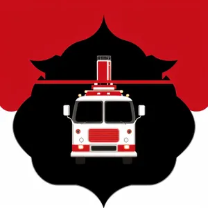 Fire Station Symbol Set: Cartoon Design Icon