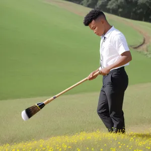 Golfer teeing off on a sunny golf course