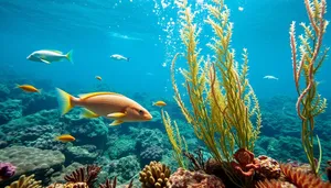 Colorful Tropical Reef Fish Diving Underwater Sunshine