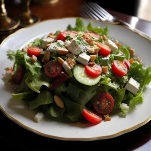Fresh Vegetable Salad with Cheese and Cherry Tomatoes