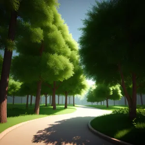 Linden-lined road in picturesque countryside