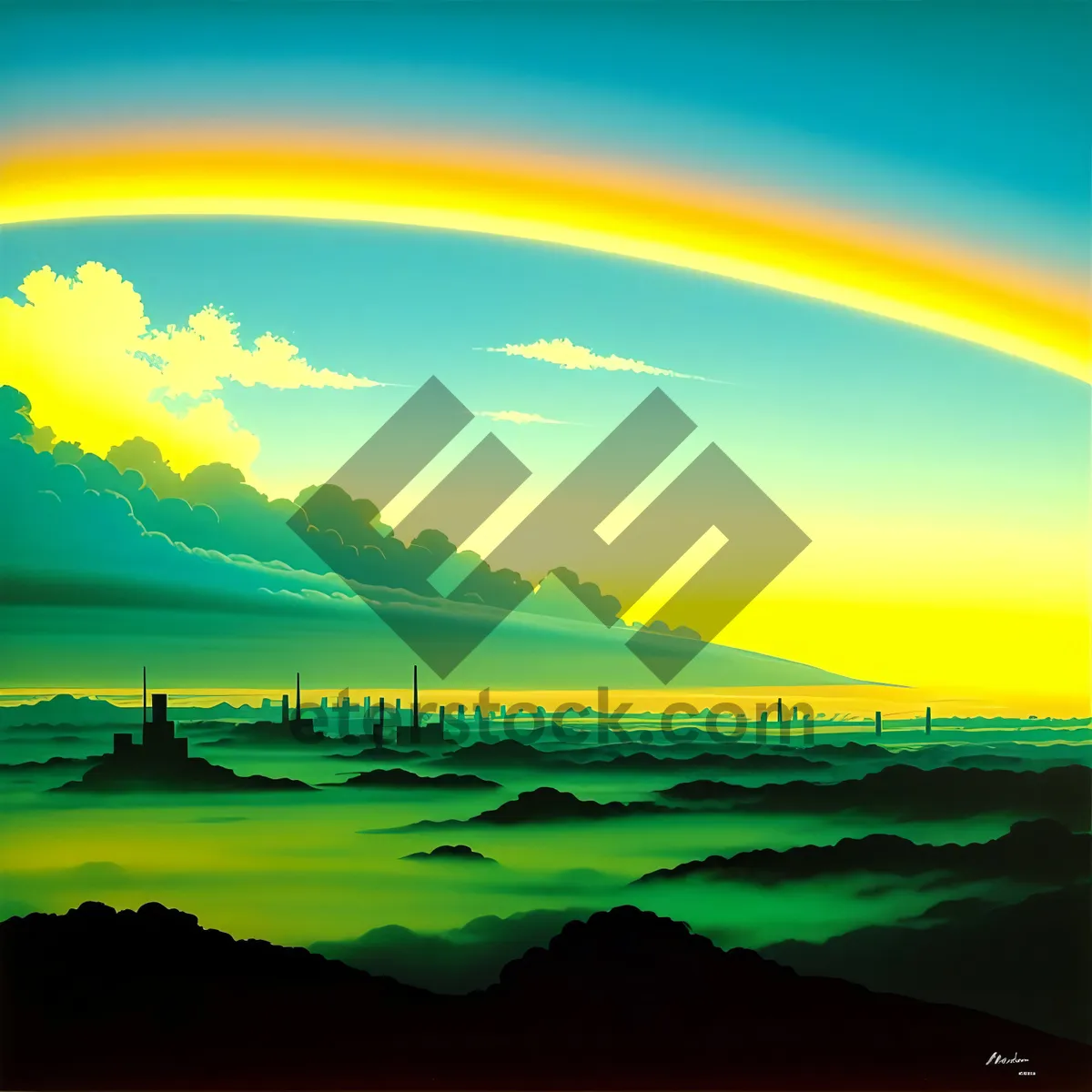 Picture of Vibrant Sunset over Coastal Horizon