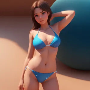 Beautiful Bikini Model Poses Seductively on Beach