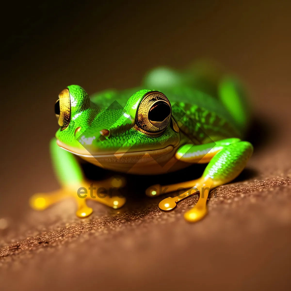 Picture of Bulging-eyed Leaf Frog Peeping from Leaf