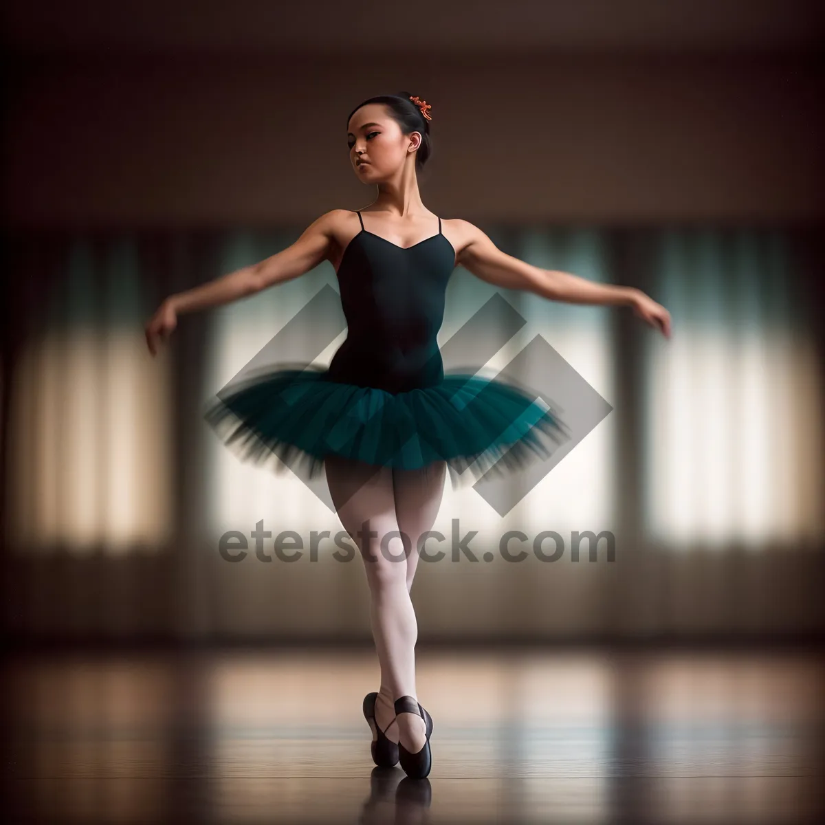Picture of Graceful Ballerina Strikes Elegance and Athleticism Pose