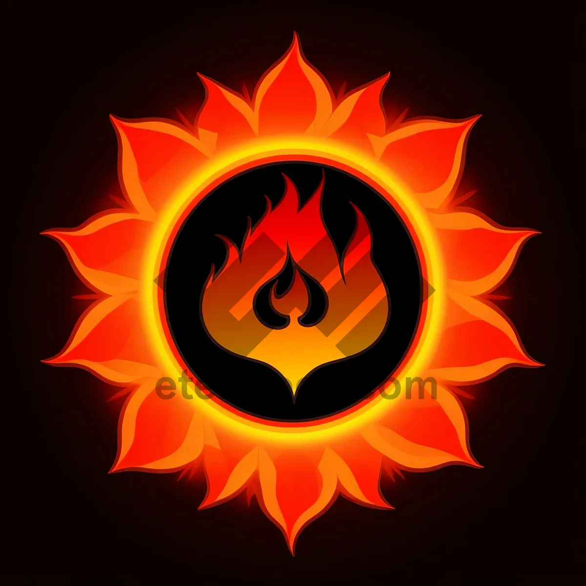 Picture of Fiery Sun Heraldry Icon in Graphic Design