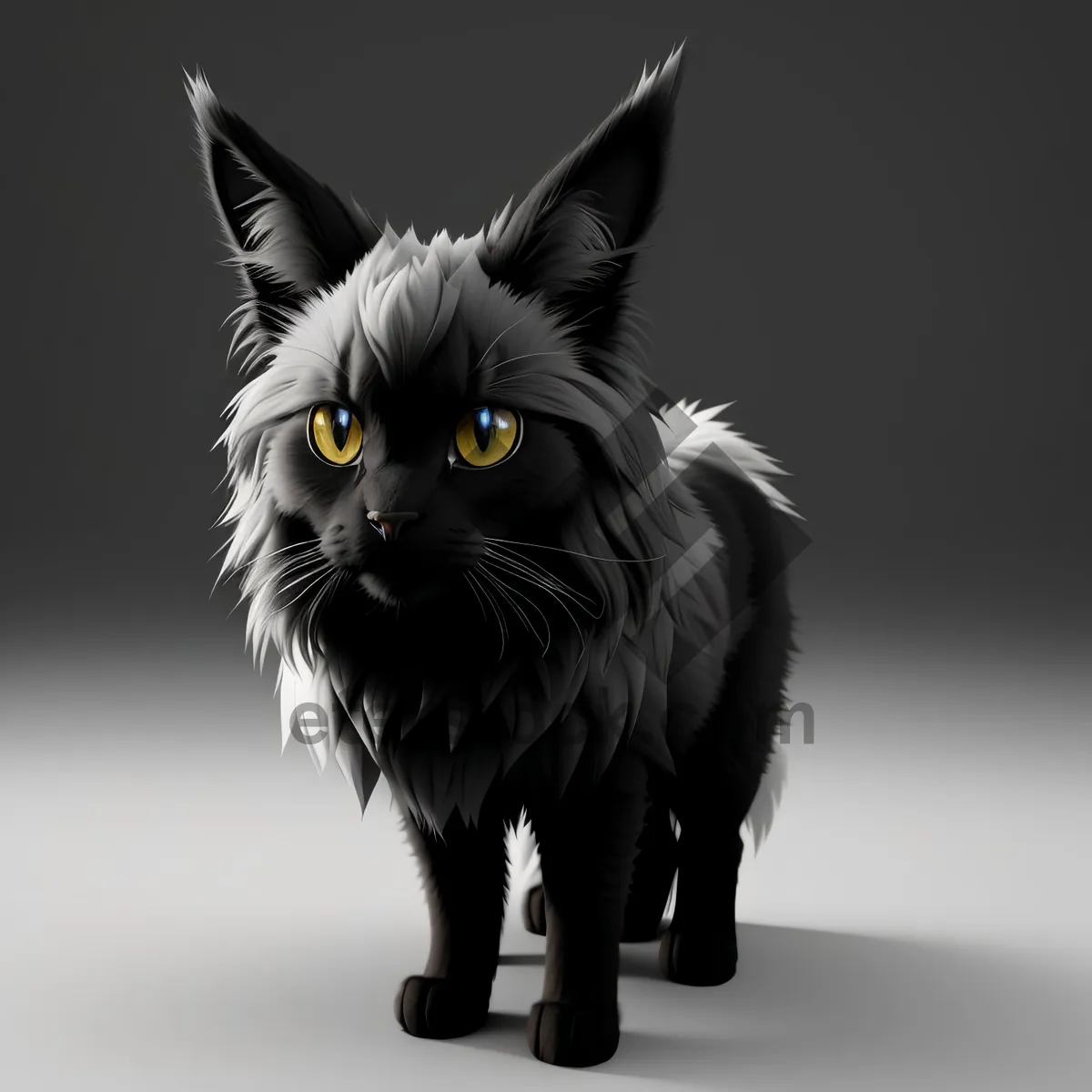 Picture of Adorable Domestic Cat with Curious Gray Eyes