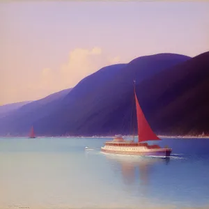 Sunset Sailboat on Calm Ocean Waters