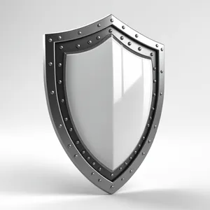 Shiny gold shield icon with gem heart decoration