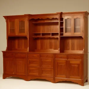 Stylish Wooden Entertainment Center with Bookcase