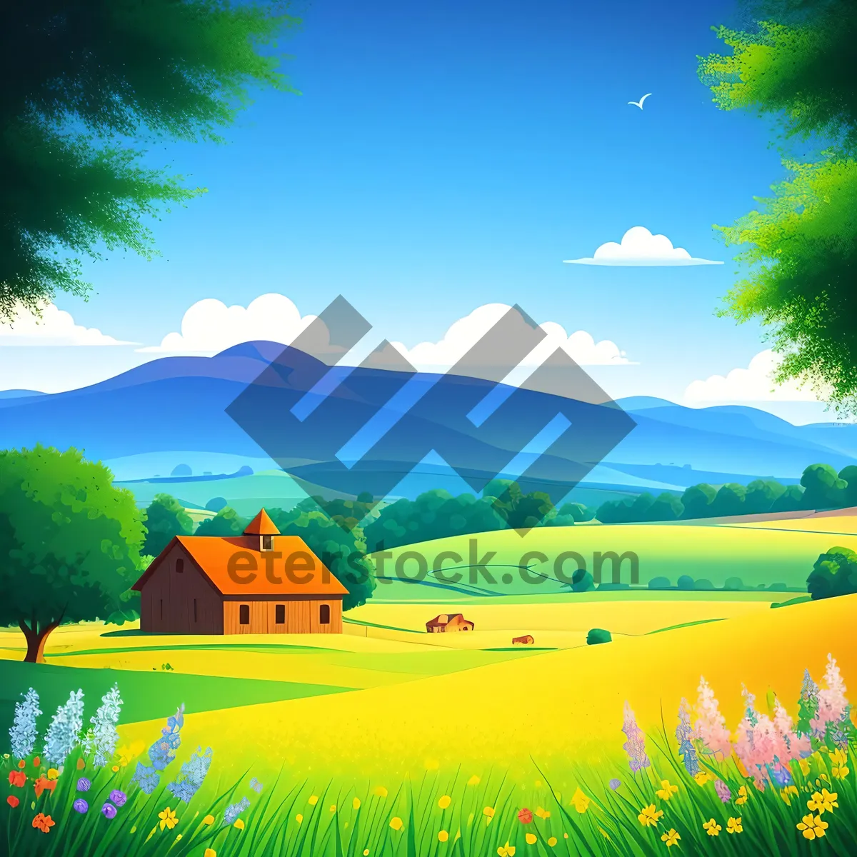 Picture of Vibrant Meadows: A Colorful Horizon of Fresh Grassland