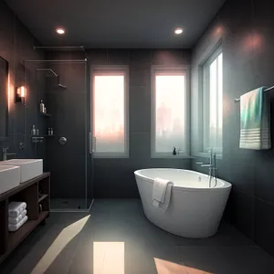 Modern Luxury Bathroom with Elegant Bathtub and Window View