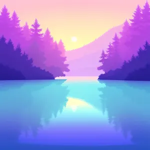 Serene Sunset over Sparkling Lake