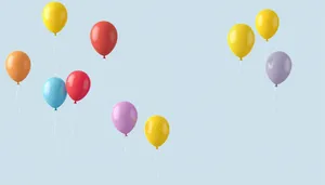 Colorful Birthday Balloons Float in the Air