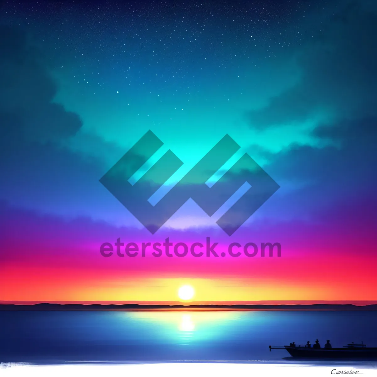 Picture of Skyline Sunset over Ocean: Heavenly Horizon