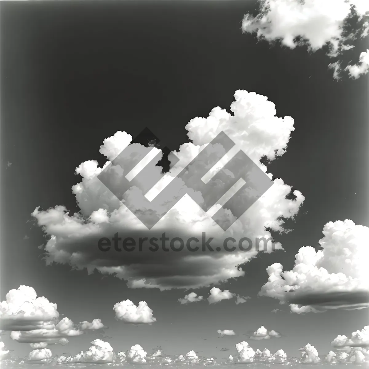 Picture of Fluffy Cumulus Clouds in Azure Sky