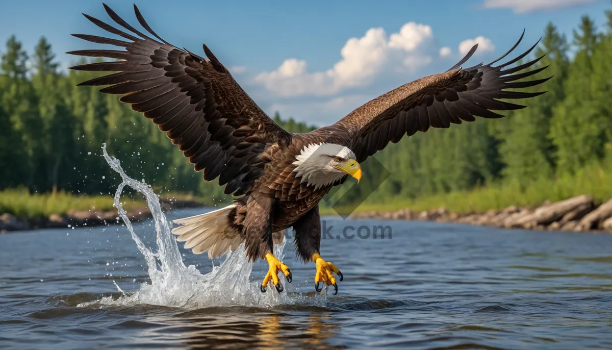 Picture of Bald eagle soaring with outstretched wings