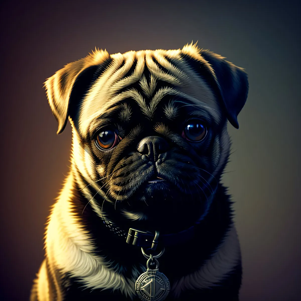 Picture of Cute Pug Puppy - Purebred Pet with Wrinkles