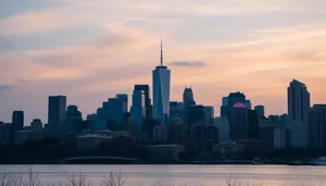 Modern City Skyline with Waterfront Reflection