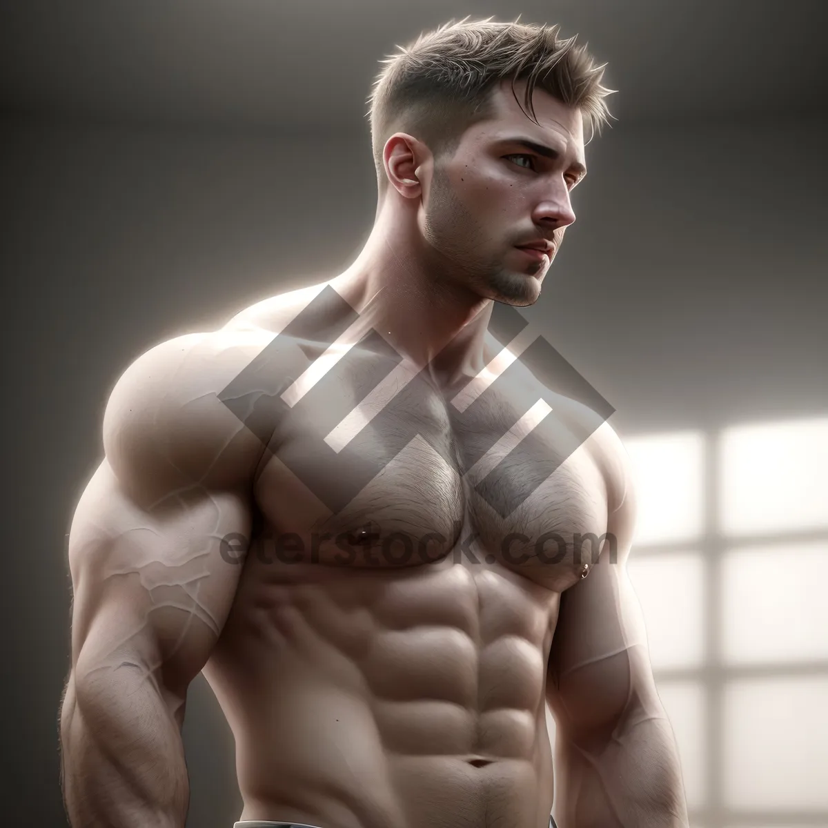 Picture of Sculpted Abs and Arm Strength of Athletic Male