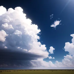 Vibrant Summer Sky with Fluffy Clouds