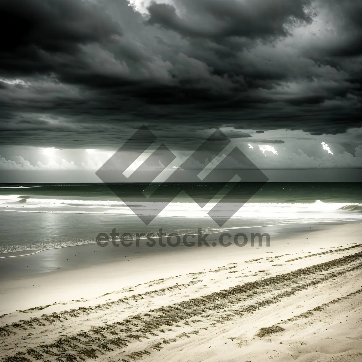 Picture of Serenity on the Shore: Beach Horizon at Sunset