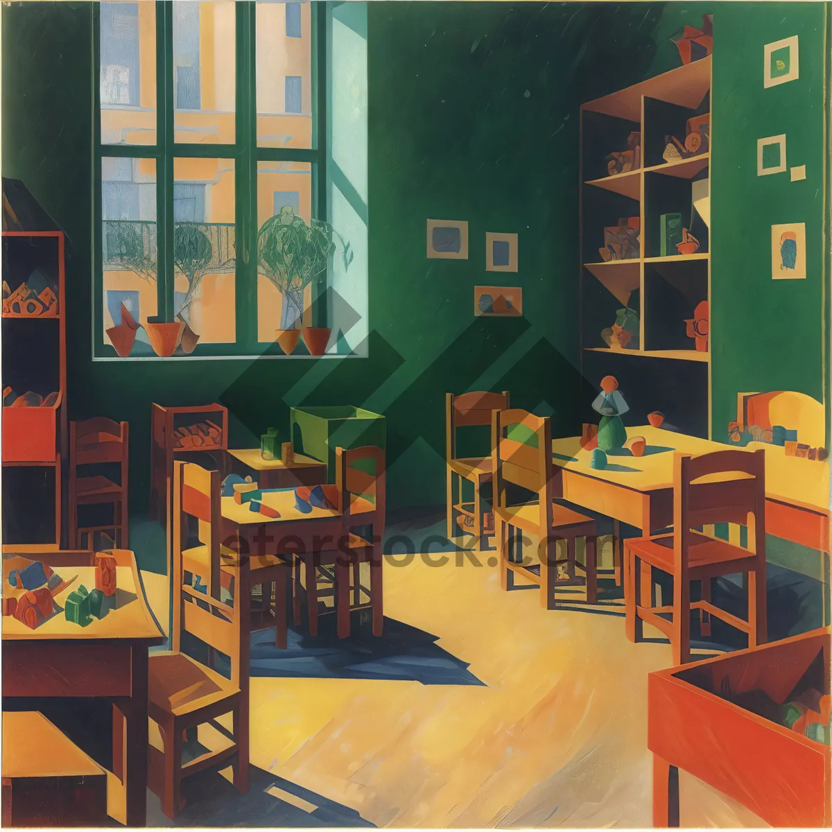Picture of Modern Library Interior with Stylish Furniture