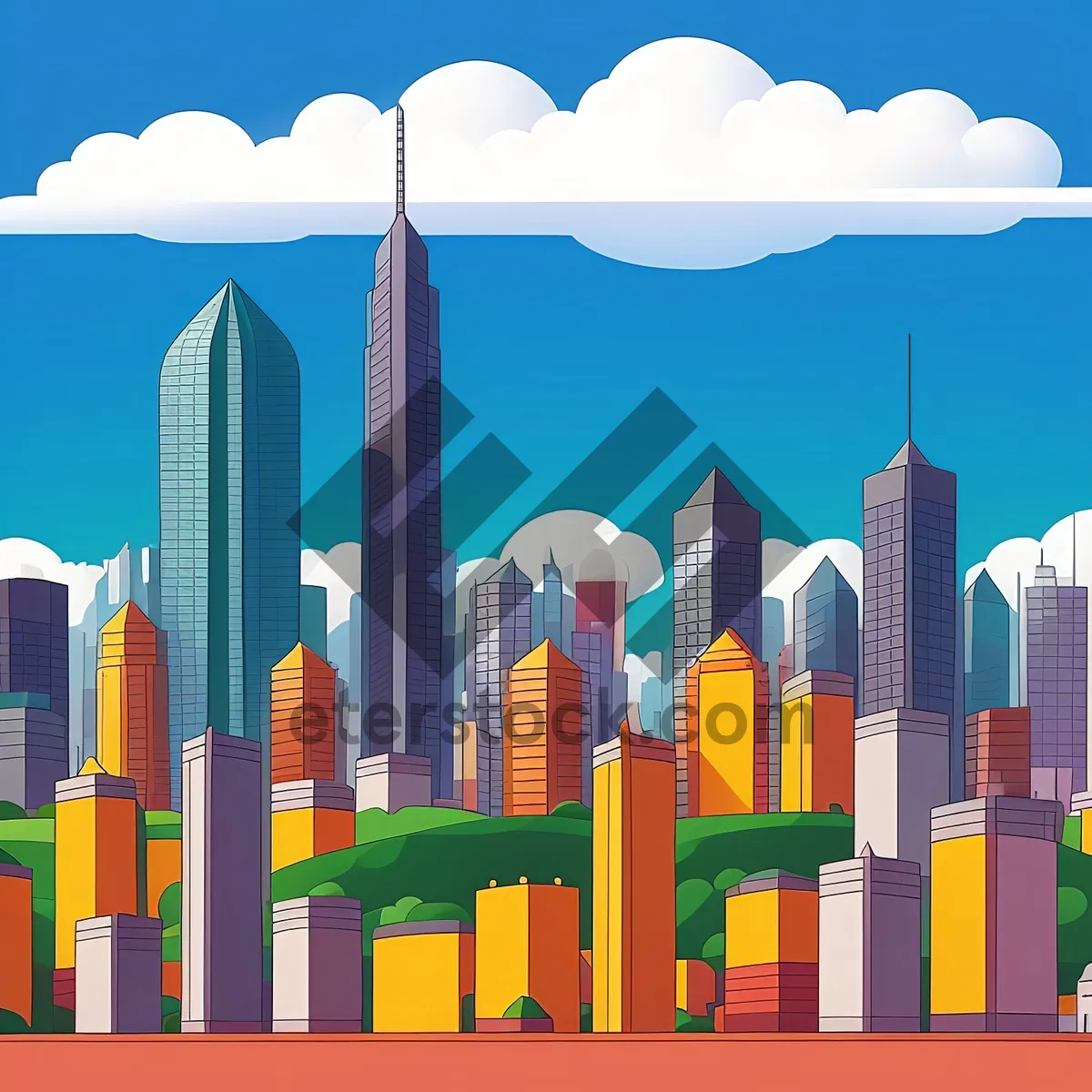 Picture of Urban skyscraper silhouette at dusk in city skyline