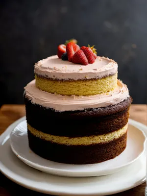 Delicious Berry Cream Cake with Chocolate Drizzle