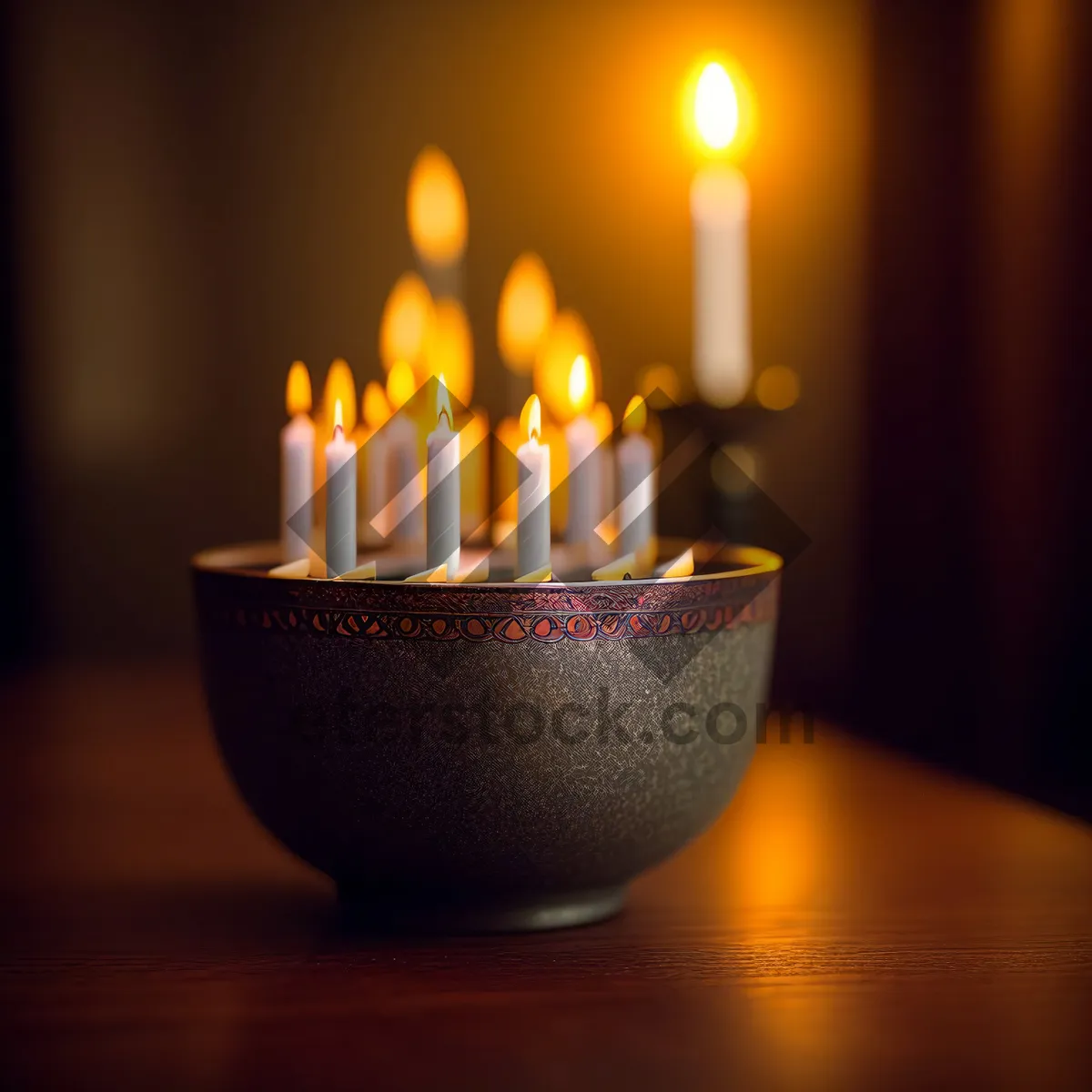 Picture of Fiery Glow: A Vibrant Candlelit Menorah Celebration