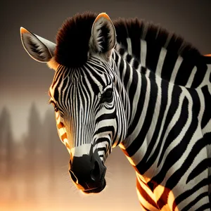 Wild Zebra with Striking Stripes in Grassland