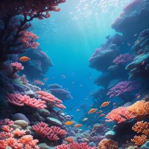 Vibrant Coral Reef Teeming with Marine Life