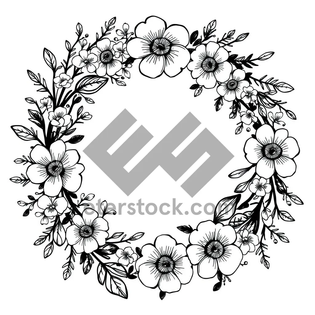 Picture of Vintage floral art corner element with leaf motif.