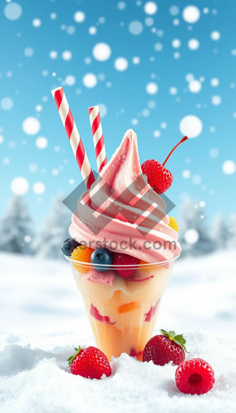 Picture of Refreshing Strawberry Ice Cream Dessert in Glass