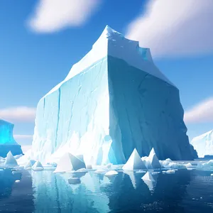 Winter Wonderland: Majestic Crystal Pyramid in Snowy Skies