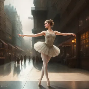 Elegant Ballerina Striking a Pose in Dance Studio