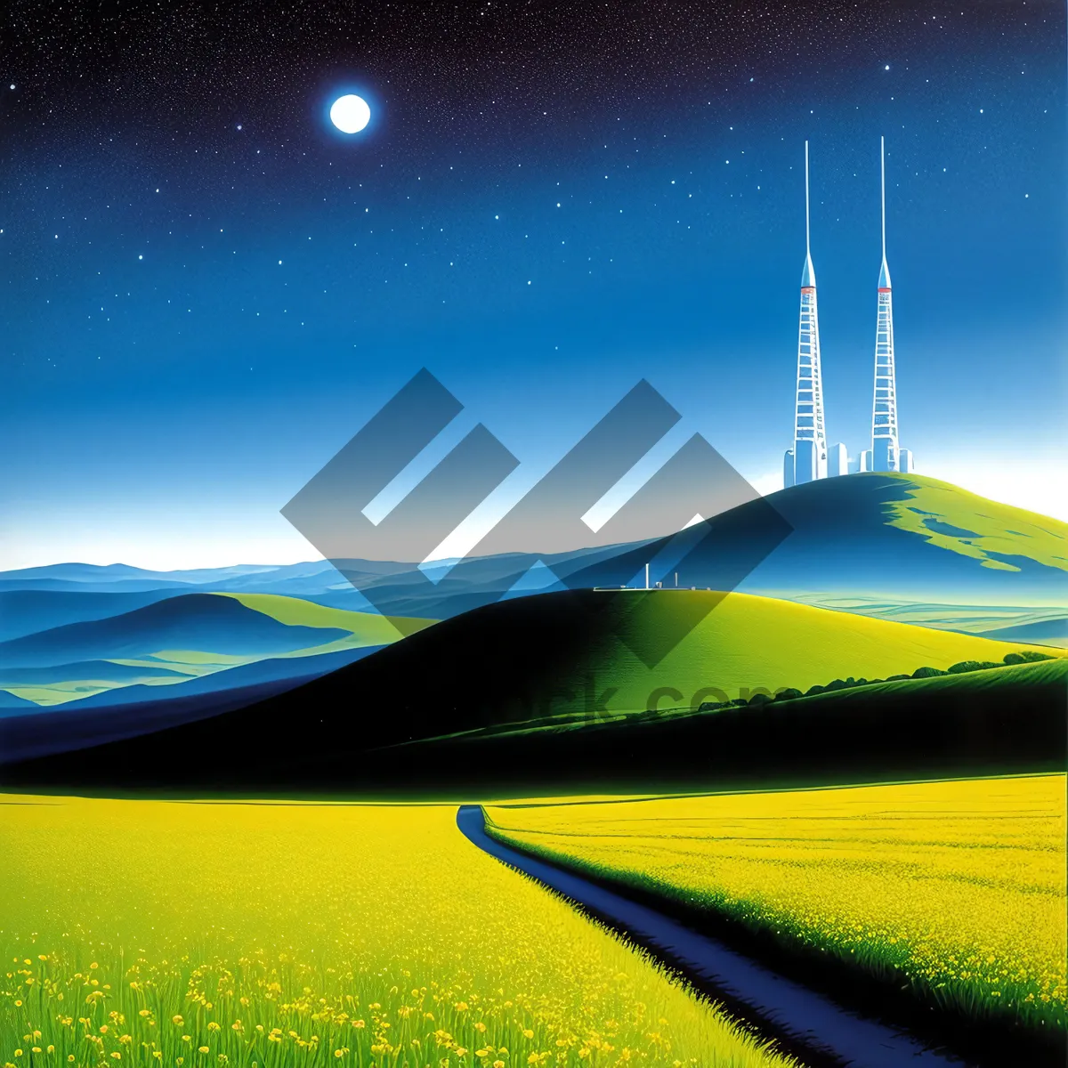 Picture of Peaceful Rural Horizon Under Sunny Sky