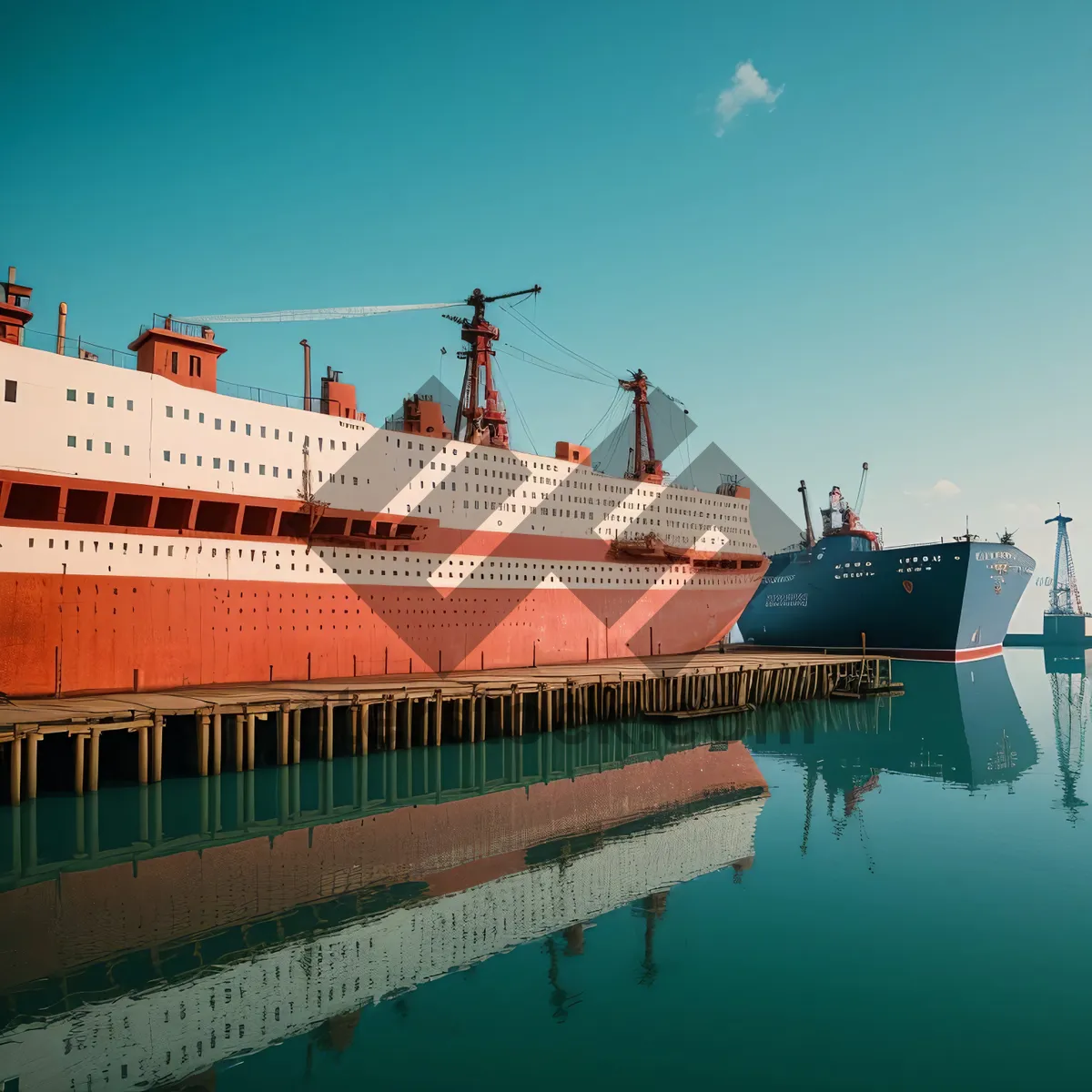 Picture of Seafaring Liner at City Port: Ocean-bound Travel