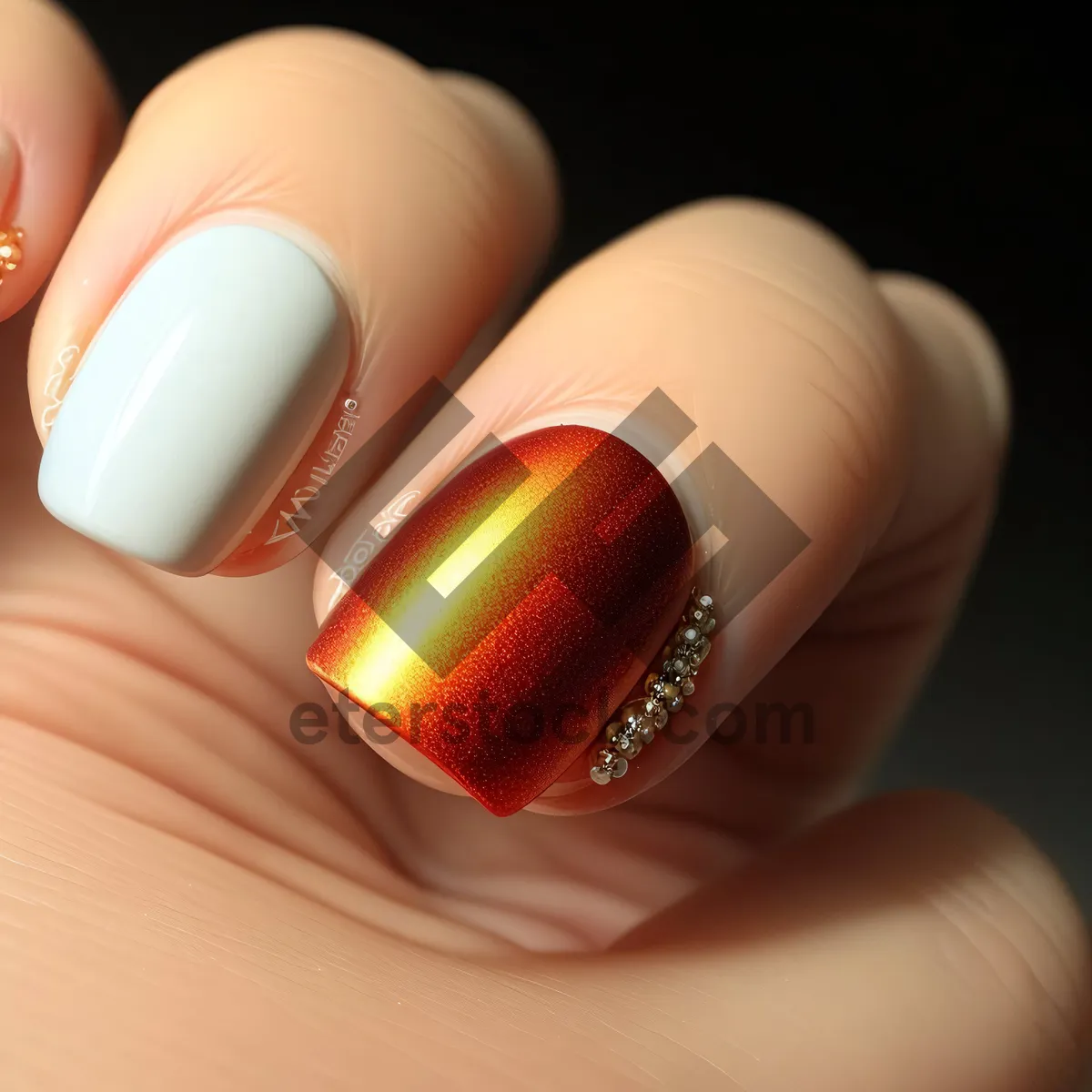 Picture of Close-up of Hand with Healthy Manicured Fingernails